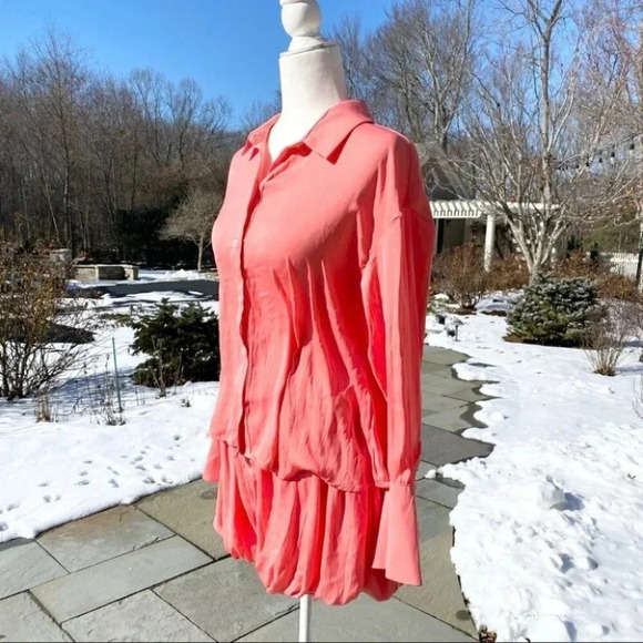 Free People Celia Set Long Sleeve Bubble Shorts in Coral Pink XS - Picture 6 of 11